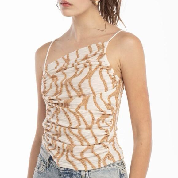 Free People Sand Dunes Cream And Tan Tank Size Small Stretchy Boho - Picture 1 of 10